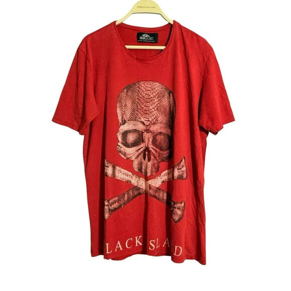 Black Island Skull Skeleton Crossbones Tshirt Men Size L Halloween Horror Devil - Picture 1 of 12